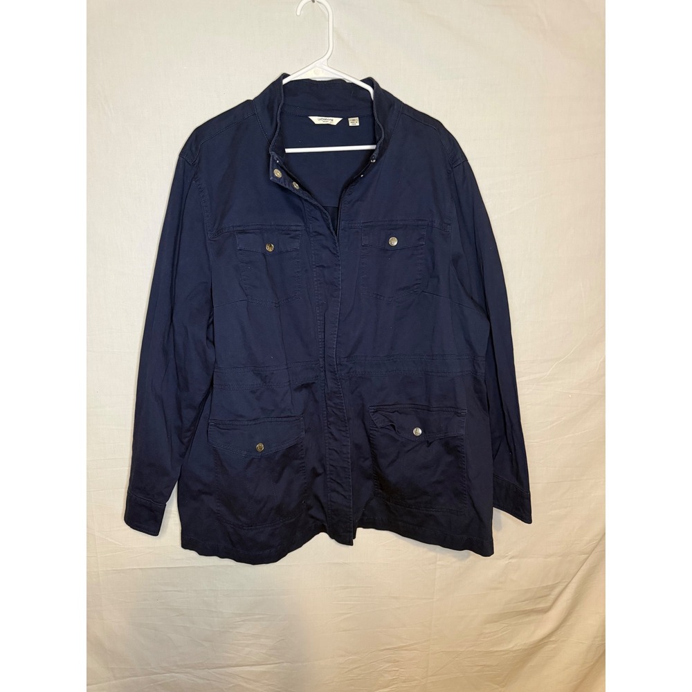 Liz Claiborne New York Navy Blue Utility Jacket Women 3X Full Zip Field Coat